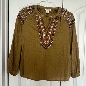 Rachel Zoe Olive Embroidered Blouse